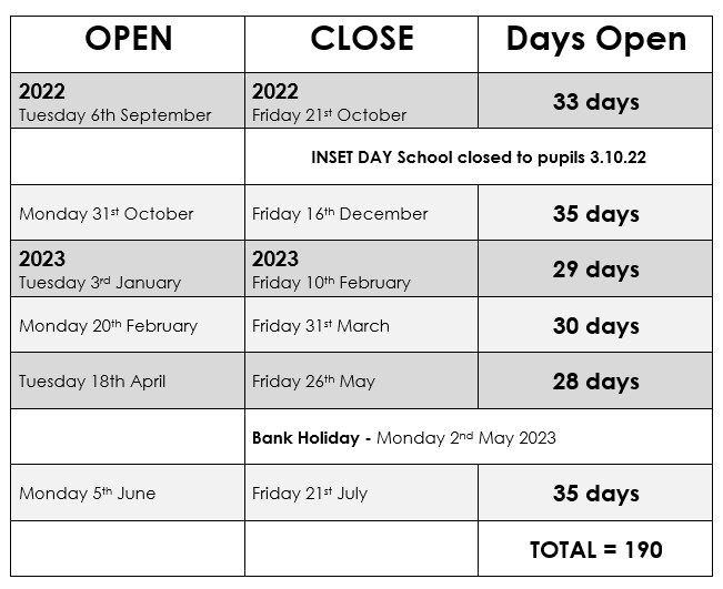 Term Dates Strand Primary Academy
